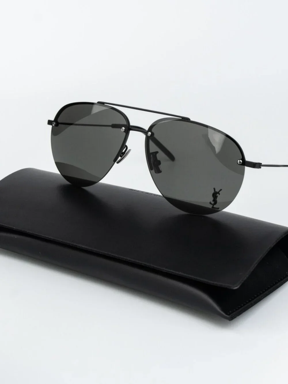 Saint Laurent Men Sunglasses Matte Black Pilot CLASSIC11/F M 005 NEW AUTHENTIC